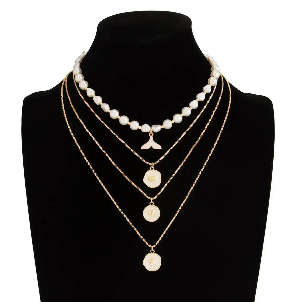 Halskjedesett med Perler - 4 stk