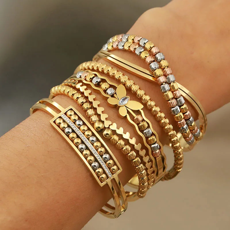 Armbånd i Rustfritt Stål - Kors og Sommerfugl