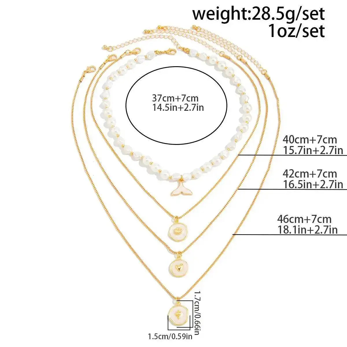 Halskjedesett med Perler - 4 stk