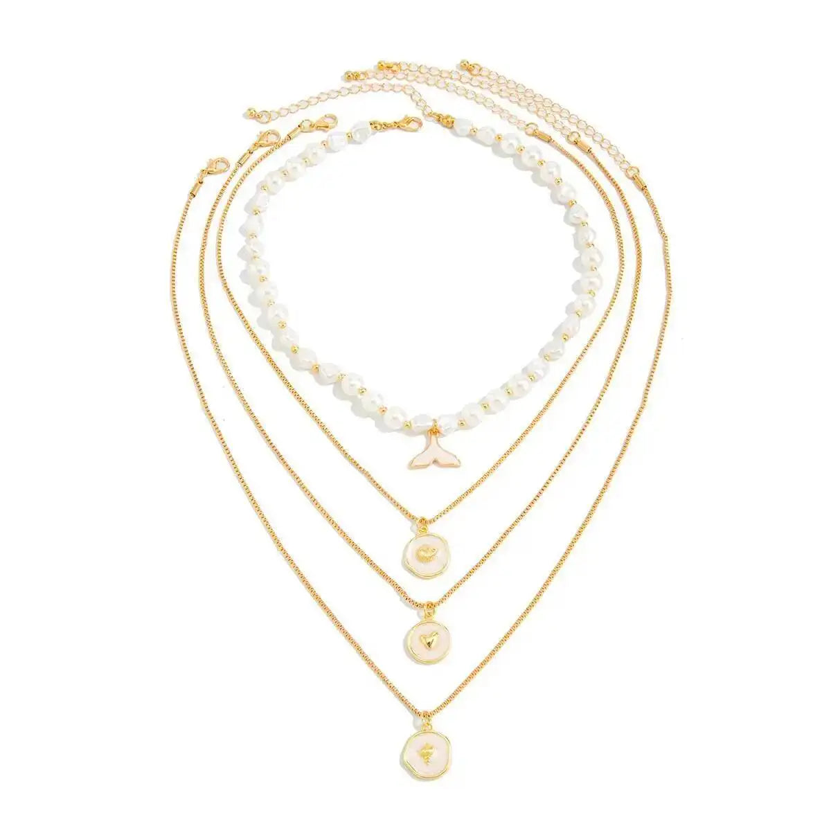 Halskjedesett med Perler - 4 stk