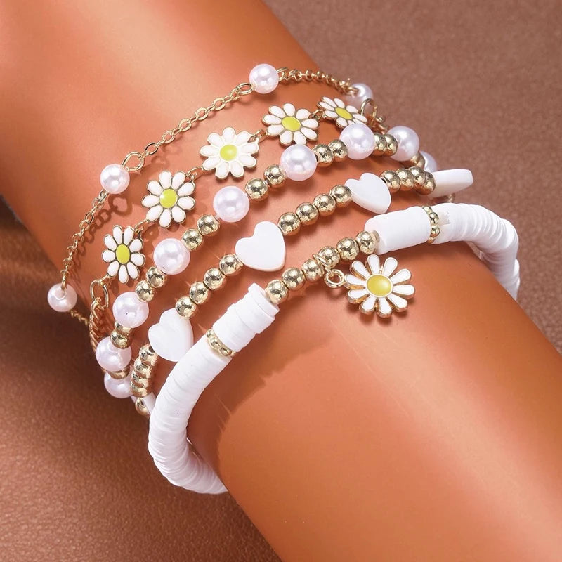 Vintage Armbåndsett - Margueritt og Perler