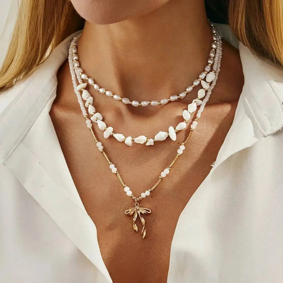 Halskjedesett med Perler - 4 stk