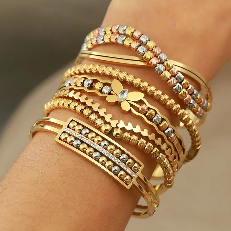 Armbånd i Rustfritt Stål - Kors og Sommerfugl