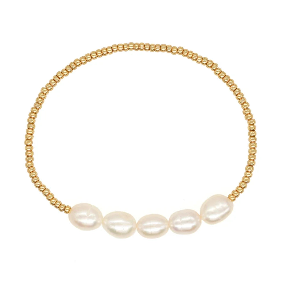 Naturperle Armbånd - Gullbelagt